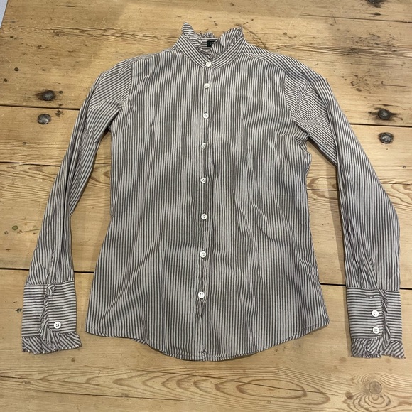J. Crew Brown and White Striped Top size 4 - Picture 1 of 4